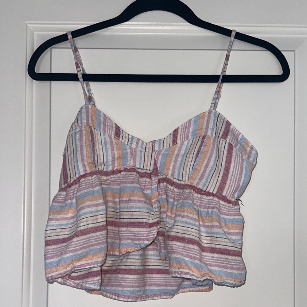American Eagle Outfitters Striped Pastel Crop Top